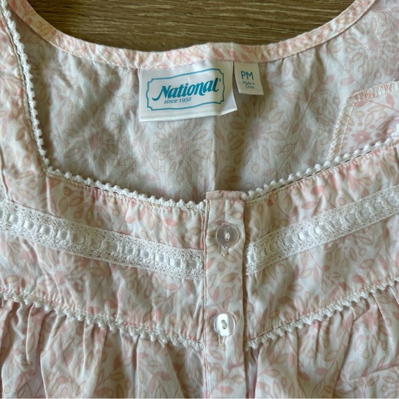 New Cottage Chic Vintage Style Pajama Gown Dress 100% Cotton - Picture 3 of 9